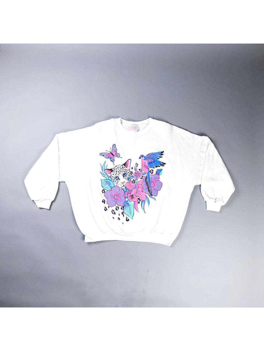 Women's Graphic Sweatshirt | Vintage 80's Pullover Sweater,  Cat Graphic